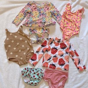 4 Swimsuits and A swim Diaper